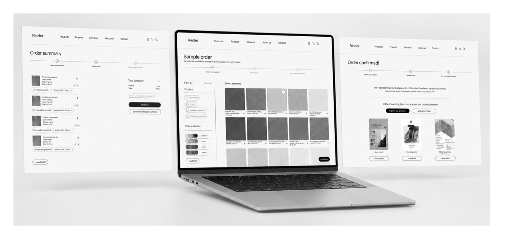 Rieder sample order redesign, black and white
