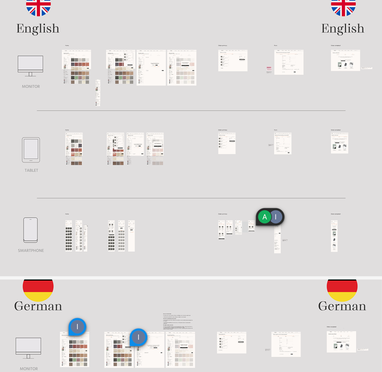 Final delivery, full flow across breakpoints in English and German